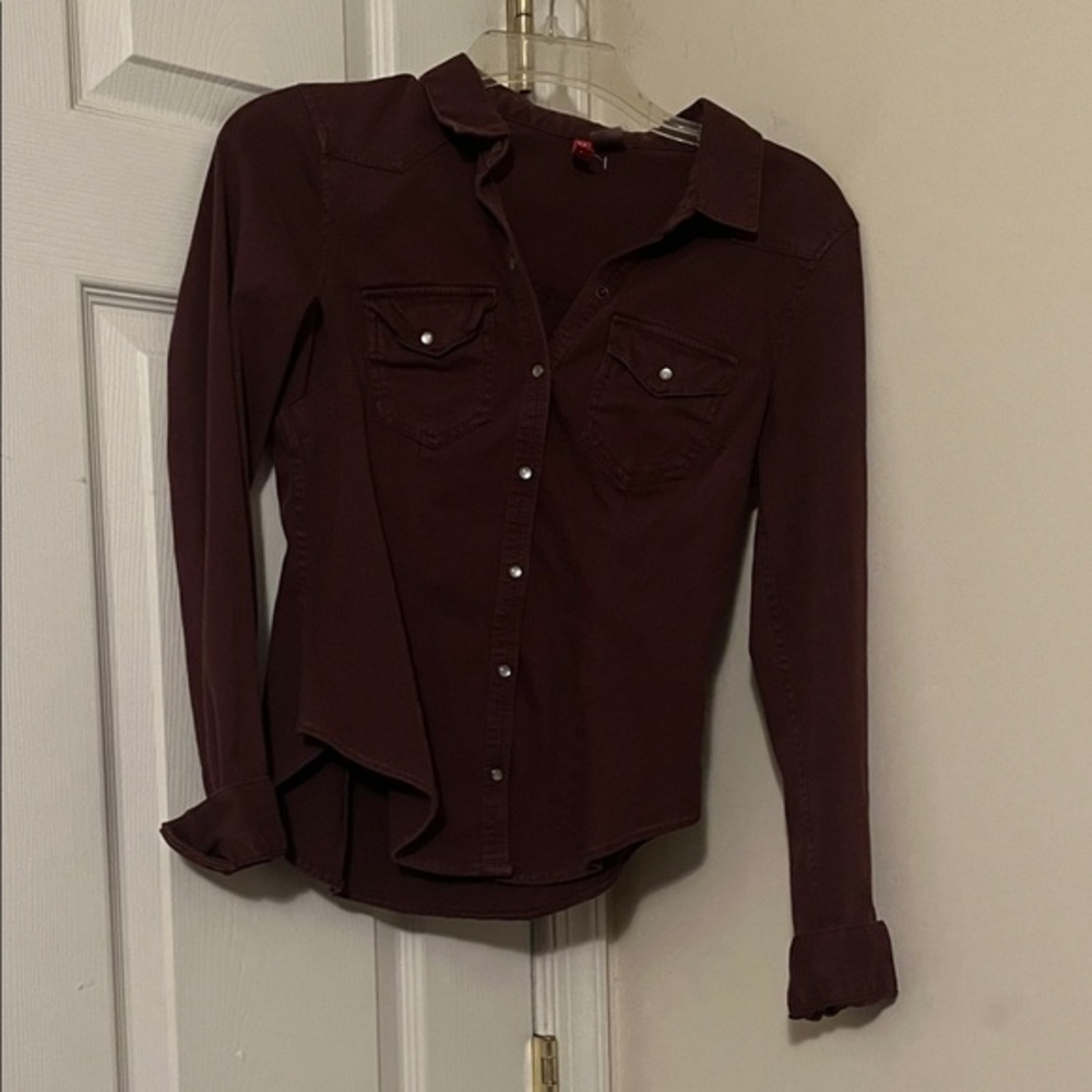 Elegant Maroon Button-Down Shirt for Women